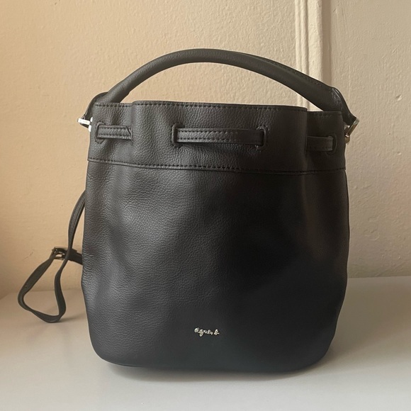 Agnes B. Handbags - Agnes B. Voyage Mini Bucket Backpack Black Leather